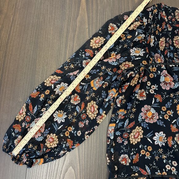 Forever 21 Black Floral Boho Babydoll Mini Dress Women’s‎ Large Tiered Skirt - Picture 14 of 16